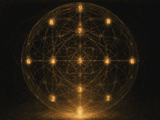 Sphère de géométrie sacrée illustrant la symbolique des nombres en franc-maçonnerie, du 1 à la base au 9 au sommet, avec le 5 au centre.