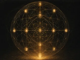 Sphère de géométrie sacrée illustrant la symbolique des nombres en franc-maçonnerie, du 1 à la base au 9 au sommet, avec le 5 au centre.